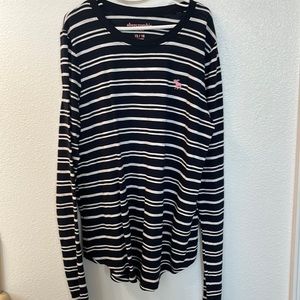 Abercrombie kids navy white striped long sleeve Tshirt size 15/16